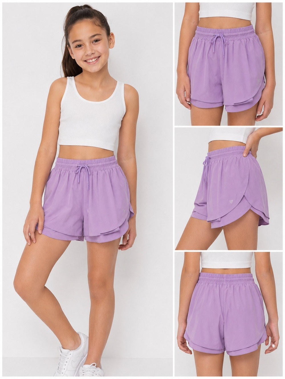 Justice Girls Purple Athletic Running Shorts Size 10
